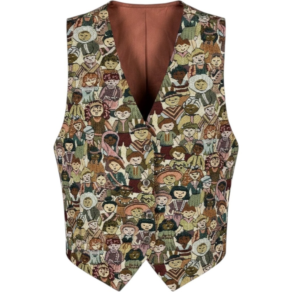 Ninon de Lenclos Vest Women Large Multi Color Children People Tapestry A7345-20